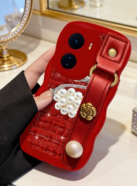 名媛布艺毛绒小香风适用iQOOZ7手机壳红色Z7i外壳S19高级感S16e春节7SE女款Z5全包S17/2026年Z1防摔y52s新款