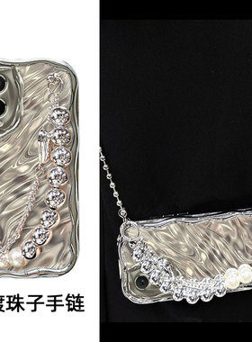 电镀斜挎水波纹适用vivoy76s手机壳y77 5G新款y35十+高级感y200GT女款vivi/v27Pro保护套x30/x50/iQOOU1X/Z6