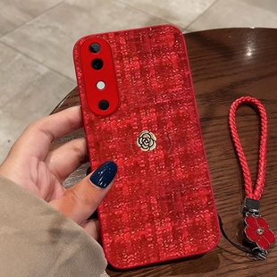 红色本命年布艺小香风适用vivoS19手机壳防摔S10冬天S19喜庆S30mini过年10结婚V27e全包S9外壳S16春节T1x秋冬
