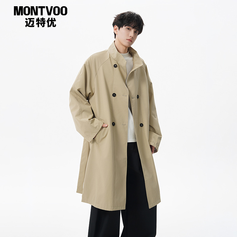 【谁看不迷糊】纯色双排扣风衣