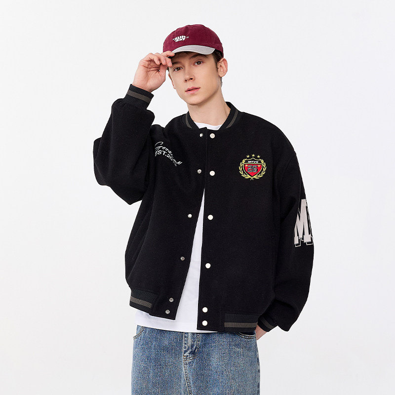 迈特优美式重磅解构刺绣棒球服外套男秋冬2025新款春秋季潮牌夹克