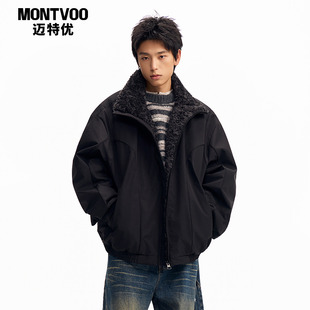 迈特优美式座山雕夹克鸭绒羽绒服男秋冬保暖防寒毛领情侣御寒外套