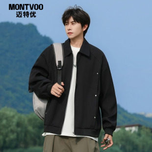 外套 痞帅翻领棒球服情侣工装 迈特优cleanfit短款 廓形夹克男春美式
