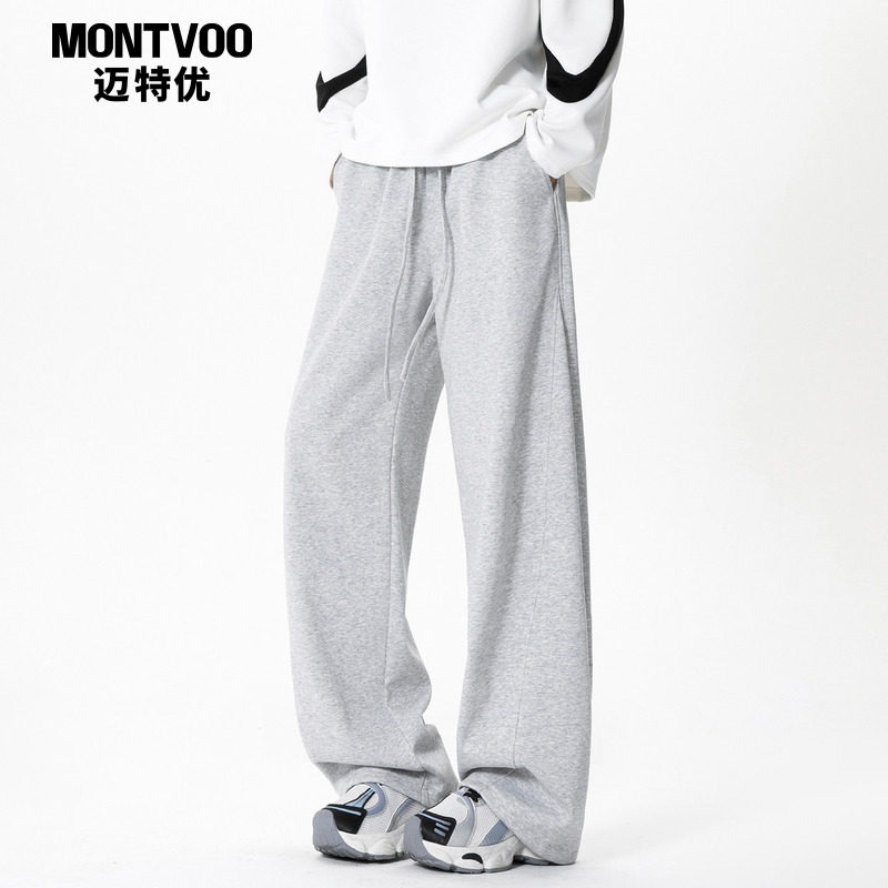 迈特优复古麻灰弯刀运动裤男春季潮牌街头宽松卫裤垂感百搭休闲裤,男装,休闲裤,淘宝优惠券,粉丝福利购,淘宝优惠卷