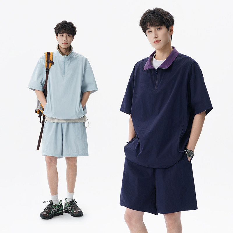 迈特优冰丝凉感防晒休闲运动套装男夏季2026新款宽松潮流速干男装