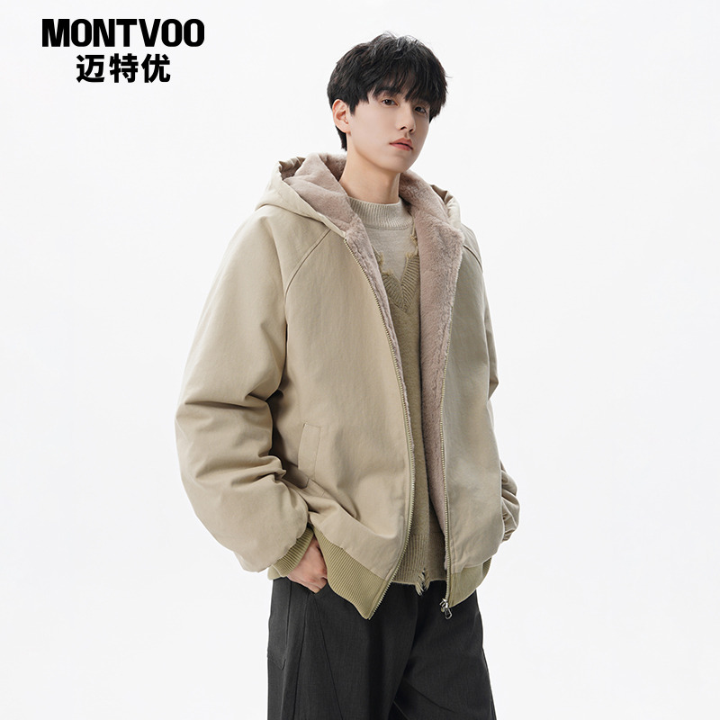 【保暖入冬】加厚双面穿连帽棉服