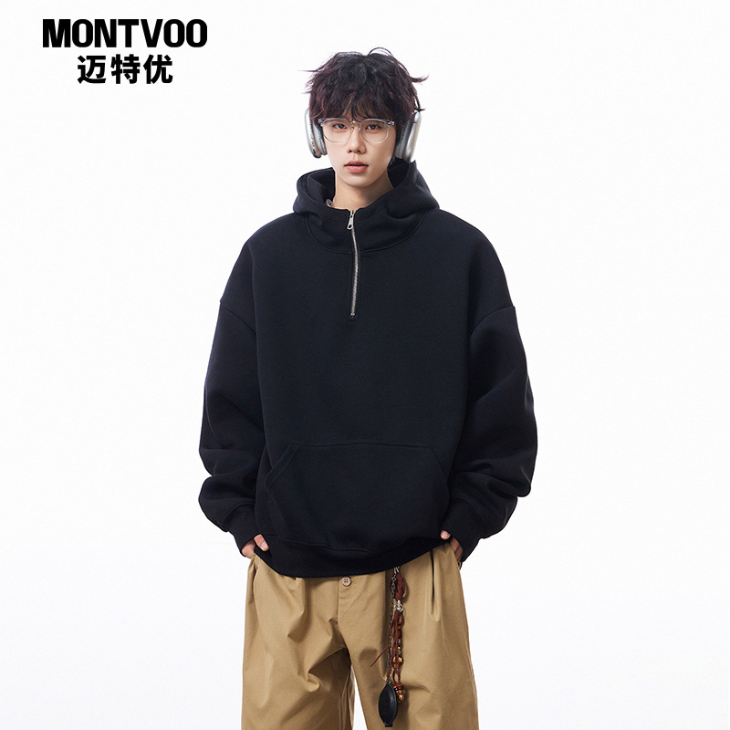 【加绒可选】美式重磅半拉链卫衣