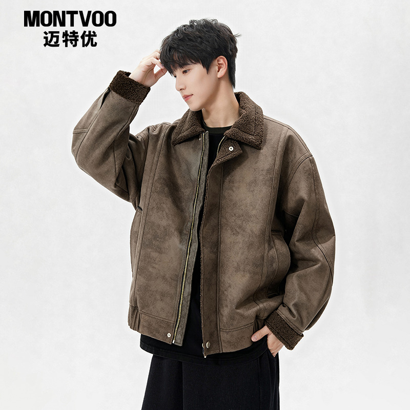 【休闲复古】皮毛一体翻领夹克