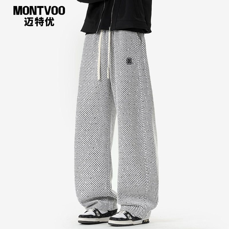 迈特优重磅肌理感弯刀裤男春秋季新款潮牌美式复古卫裤宽松休闲裤,男装,休闲裤,淘宝优惠券,粉丝福利购,淘宝优惠卷