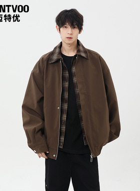 迈特优假两件外套男士秋冬季棉服穿搭棒球服青少年美式翻领夹克潮