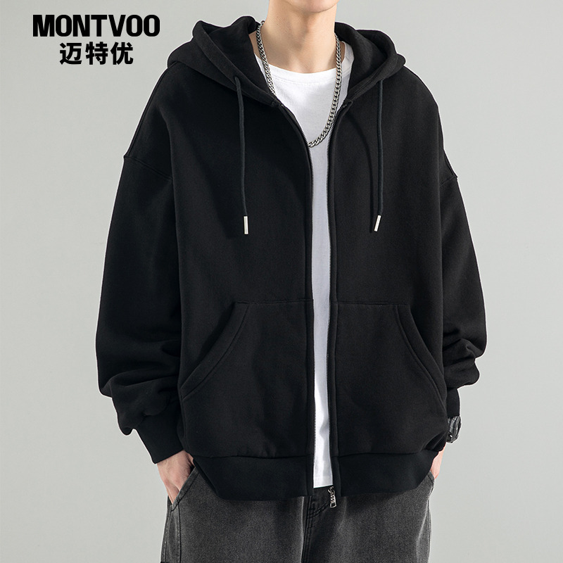 黑色连帽开衫卫衣男款潮牌运动