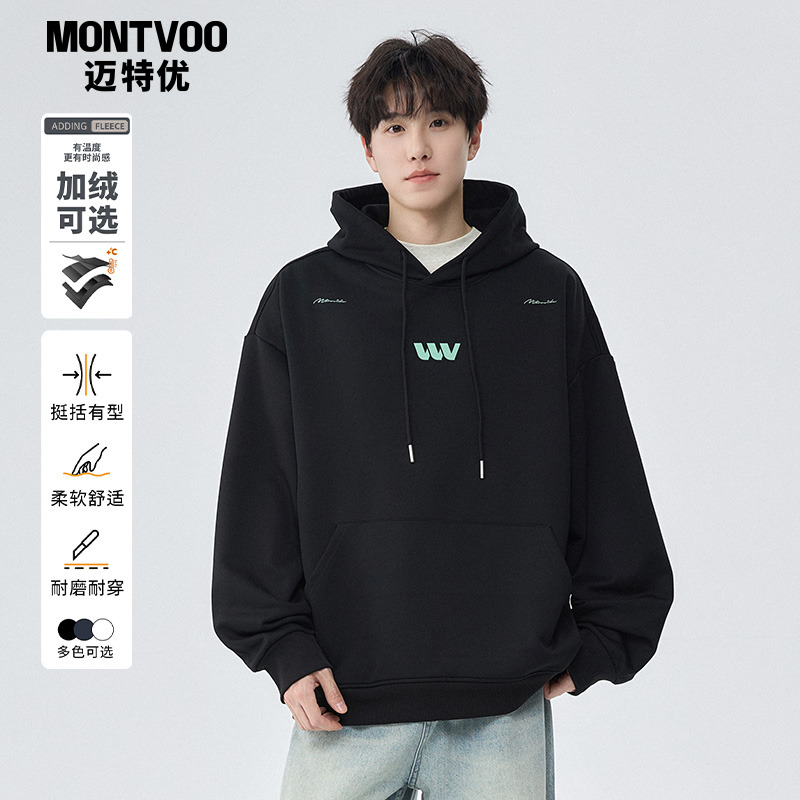 【休闲风】重磅印花logo连帽卫衣