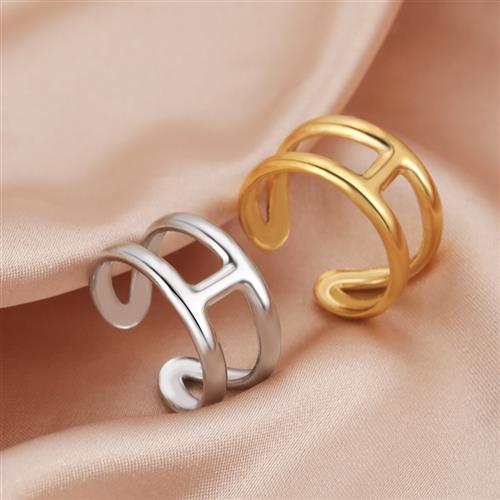 Cazador Letter H Shape Finger Rings for Women Adjustable Sta