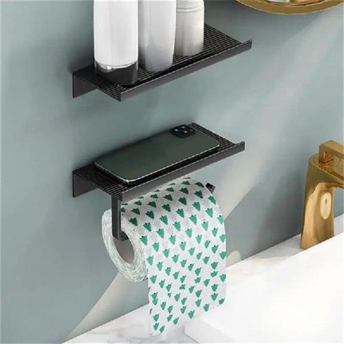 Aluminum Alloy Toilet Paper Holder Acrylic Tray Bathroom