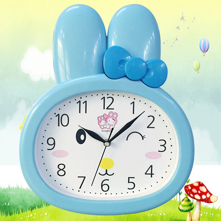 康巴丝14英寸可爱兔静音玻璃挂钟