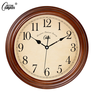 康巴丝美式 高档别墅圆形挂墙钟 复古挂钟客厅家用静音钟表2025新款