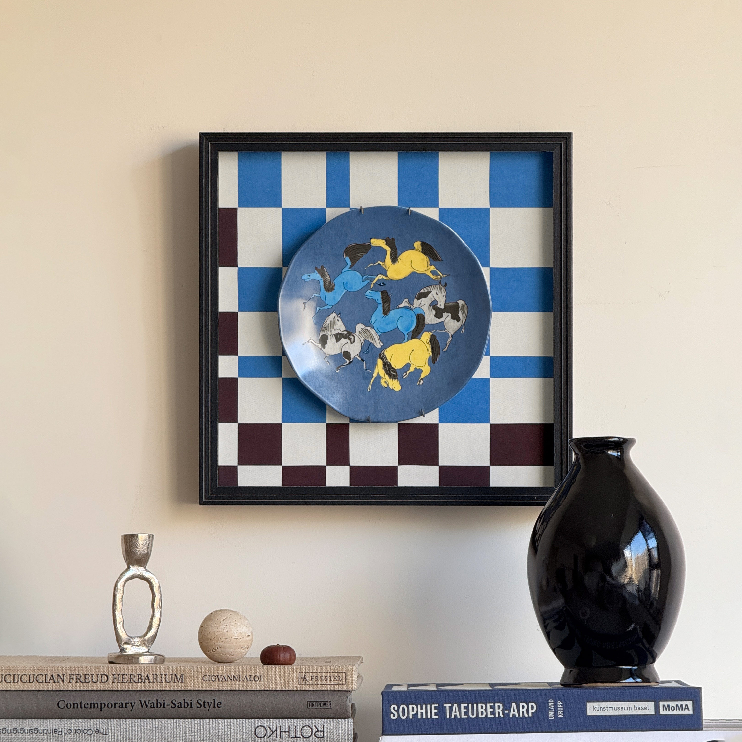 【马年限定】新年好寓意生肖春节礼物中古瓷盘现代装饰画乔迁挂画