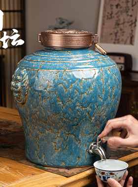 景德镇陶瓷泡酒坛子带龙头家用10斤20斤30斤50装密封窖藏大白酒缸
