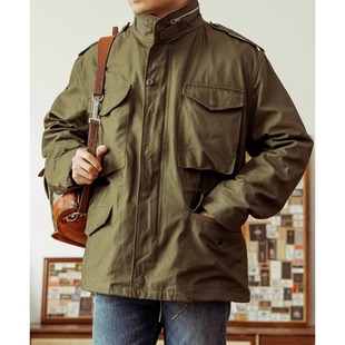 大码300斤美式复古多口袋立领夹克男秋冬休闲硬汉风工装外套风衣2