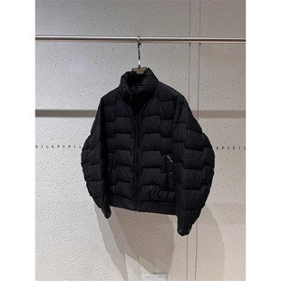 大码秋冬加厚设计感排骨解构压线轻薄立领宽松廓形羽绒服外套男装