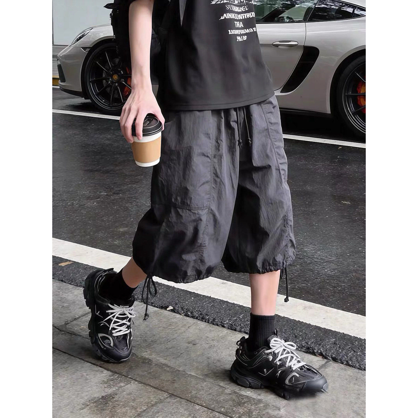 大码300斤美式工装七分裤男图片
