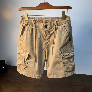 男夏季 短裤 薄款 休闲五分裤 大码 潮流松紧腰纯棉运动中裤 300斤工装