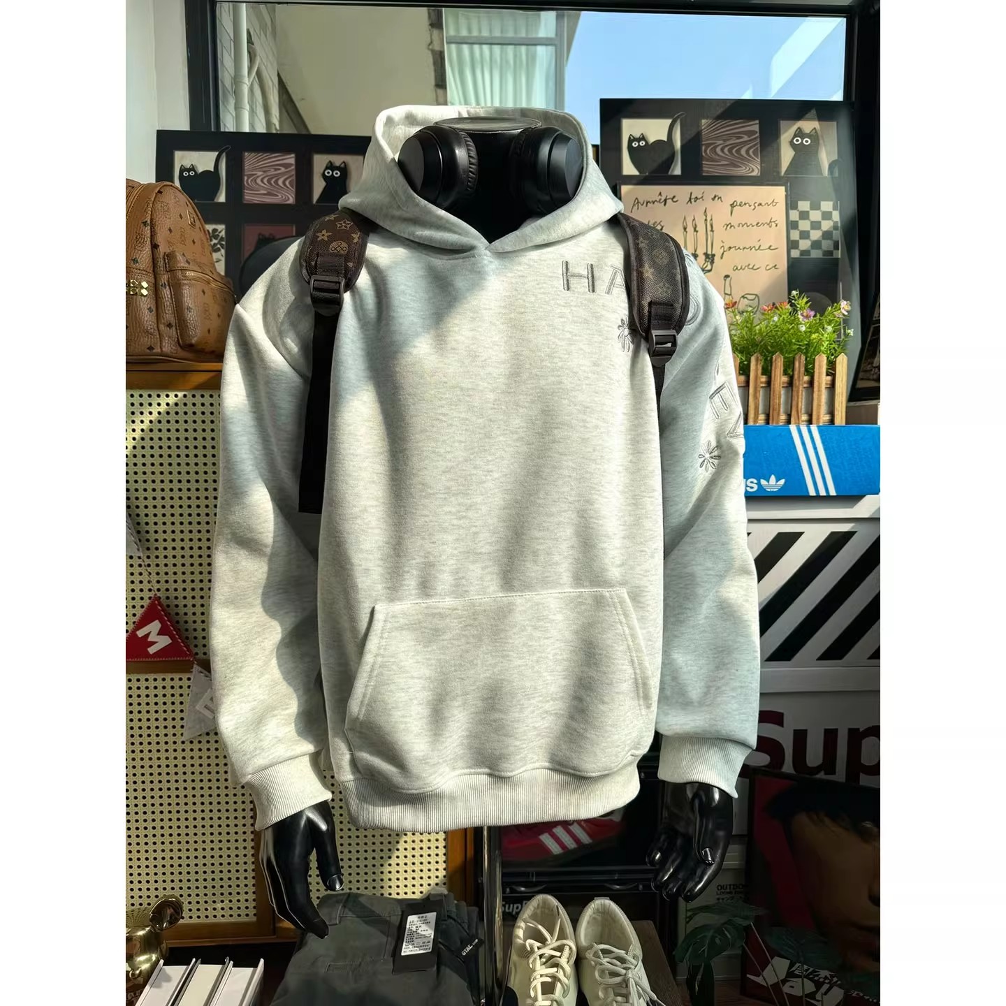 大码300斤刺绣连帽卫衣男款