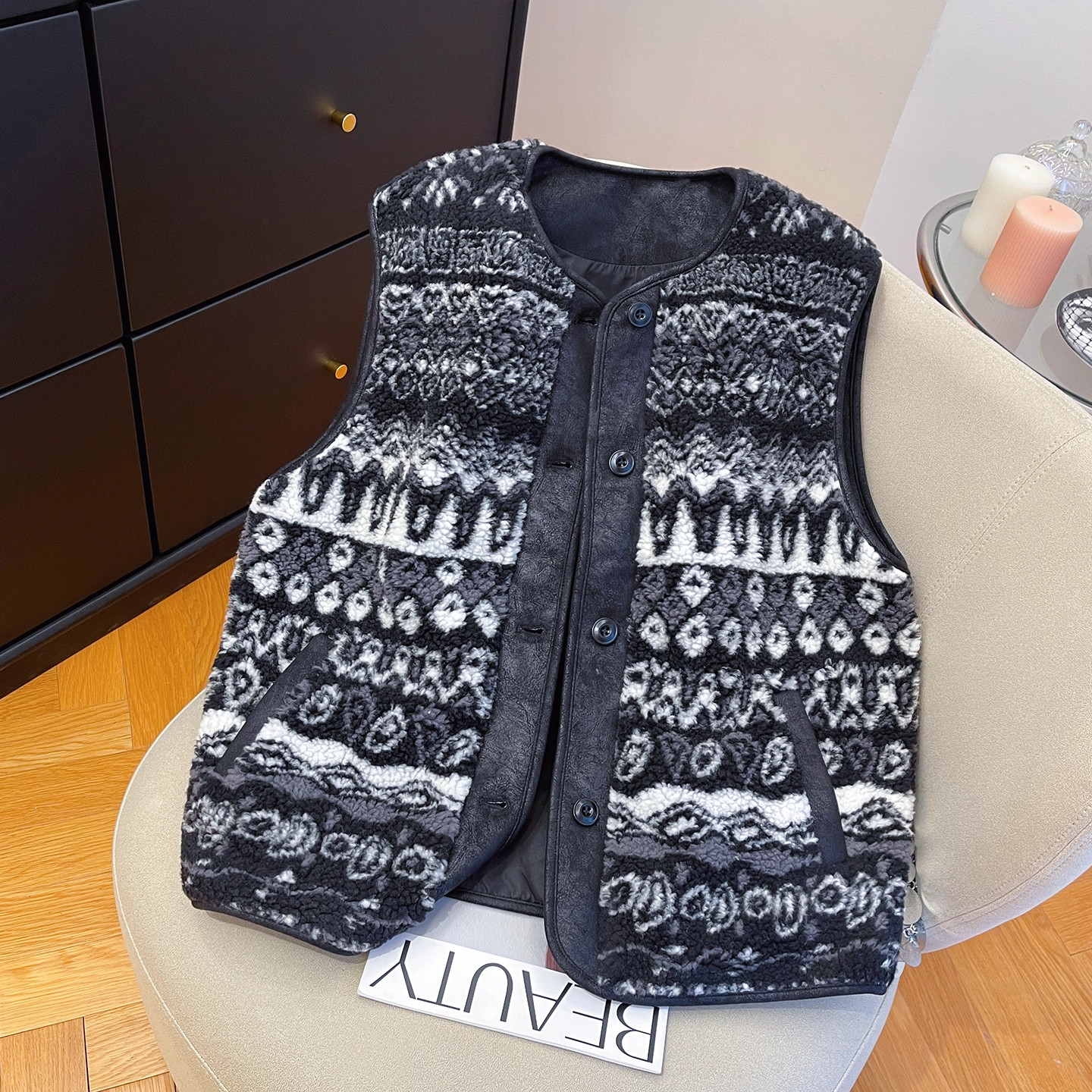 大码300斤复古费尔岛羊羔绒保暖马甲男女提花无袖叠穿坎肩外套冬,男装,常规马甲,淘宝优惠券,粉丝福利购,淘宝优惠卷