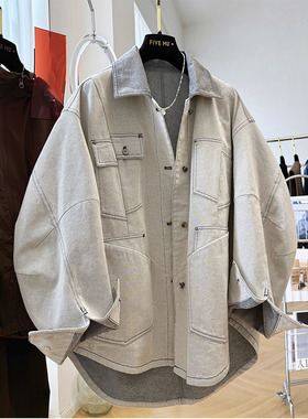 特大码300斤设计感宽松bf慵懒风牛仔外套男女春秋休闲高级感夹克