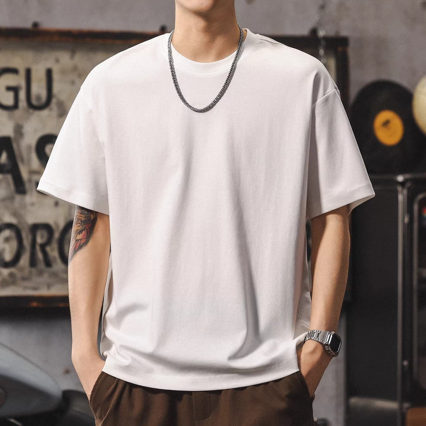 特大码300斤重磅t恤男短袖百搭简约纯色圆领体恤夏季宽松白色上衣,男装,T恤,淘宝优惠券,粉丝福利购,淘宝优惠卷