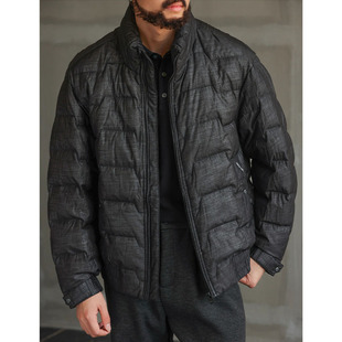 大码秋冬加厚黑色立领羽绒服男美式复古排骨解构短款廓形保暖外套