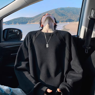 重磅cleanfit内搭长袖 美式 t恤 300斤无帽圆领卫衣boxy短宽男款 大码