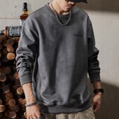 春秋高级感潮牌宽松上衣麂皮绒衣服男 重磅卫衣男士 大码 300斤美式