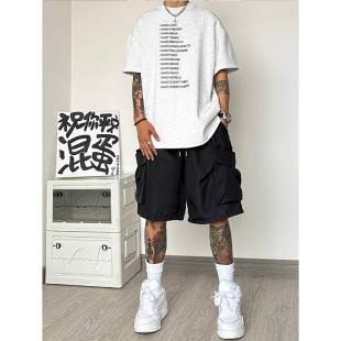 短裤 工装 男夏薄款 oversize运动五分裤 大码 vibe高街休闲冲锋裤 美式