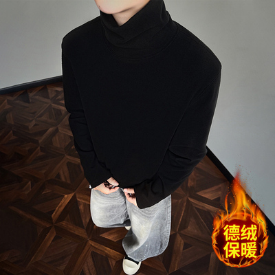 大码堆堆高领德绒打底长袖T恤男