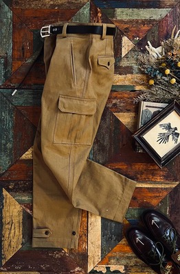 大码法式M-47军事风直筒工装裤男