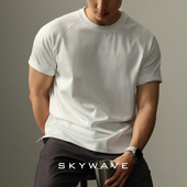 特大码 凉感舒适轻熟百搭宽松短袖 300斤美式 重磅纯棉圆领t恤男夏季