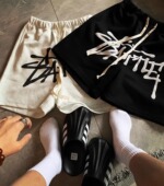 300斤字母涂鸦美式 休闲宽松五分裤 运动短裤 夏季 男2025新款 特大码