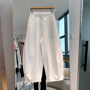 男女高腰显瘦百搭哈伦老爹裤 大码 松紧腰抽绳休闲裤 薄款 300斤夏季