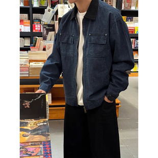 大码古着vintage哈灵顿外套男款秋季美式棒球服底特律工装夹克男