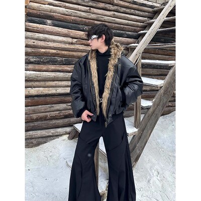 大码美式高级感夹克棉服男冬加绒