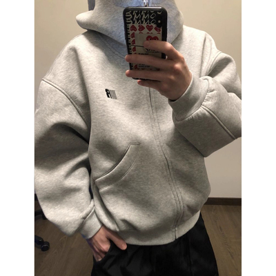 大码美式潮牌字母刺绣连帽卫衣男