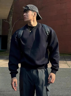 大码300斤美式无帽显壮卫衣男款