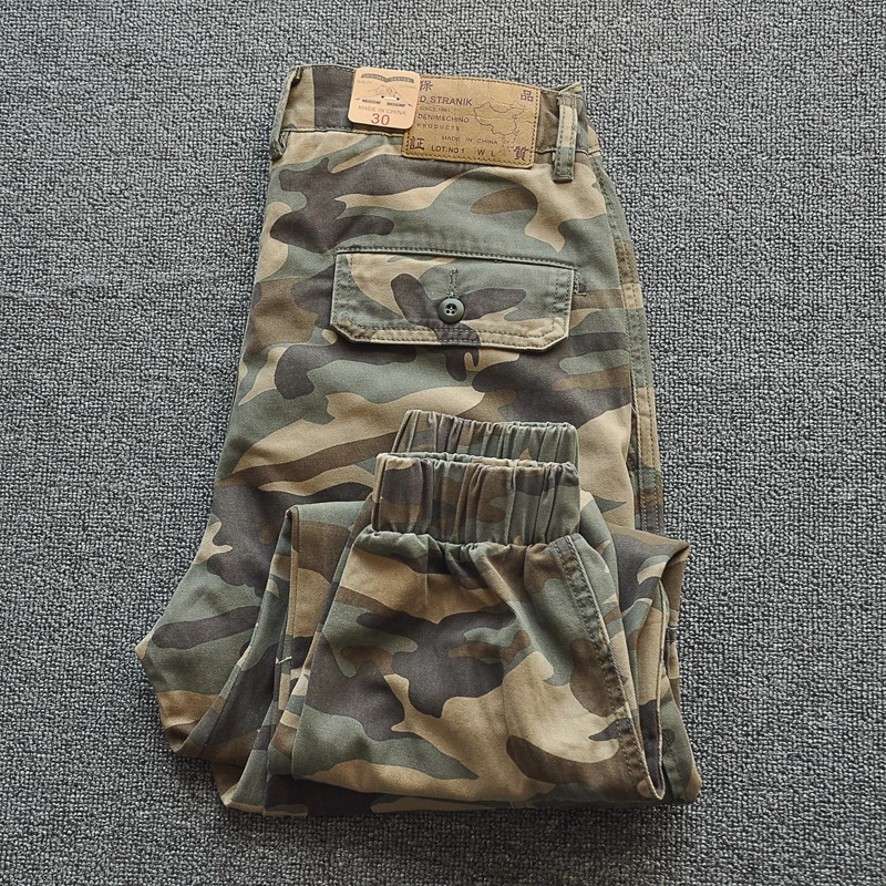 大码阿美咔叽美式复古工装水洗口袋休闲纯棉宽松小脚收口迷彩长裤,男装,休闲裤,淘宝优惠券,粉丝福利购,淘宝优惠卷