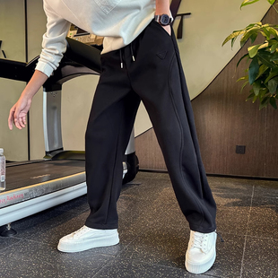 痞帅休闲裤 大码 春秋男裤 男宽松直筒运动裤 子2 300斤高级感阔腿卫裤