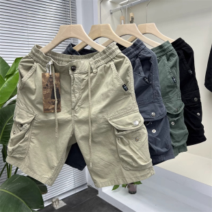 300斤夏季 休闲宽松直筒休闲五分中裤 多口袋纯棉工装 男美式 裤 大码