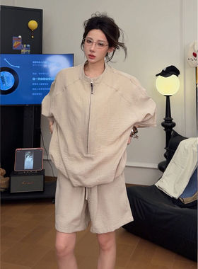 大码300斤老钱风松弛感套装男女