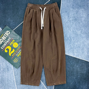 裤 大码 松紧阔腿工装 日系纯棉加厚宽松直筒休闲裤 男复古2 300斤夏季