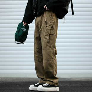 男潮牌宽松百搭纯棉休闲裤 大码 裤 重磅立体解构拼接工装 300斤美式