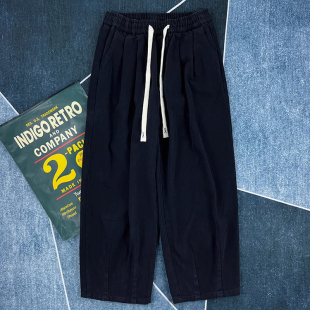 裤 特大码 松紧阔腿工装 春秋款 男2 300斤日系复古纯棉宽松直筒休闲裤